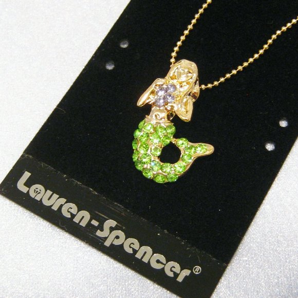 Lauren-Spencer Jewelry - LAUREN SPENCER MERMAID GREEN/PURPLE CRYSTAL PENDANT NECKLACE**NEW!